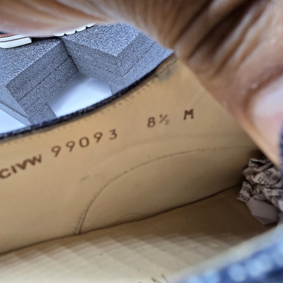 Stuart Weitzman Blue and White Suede Oxfords with Lace-Up Design - Picture 6 of 9